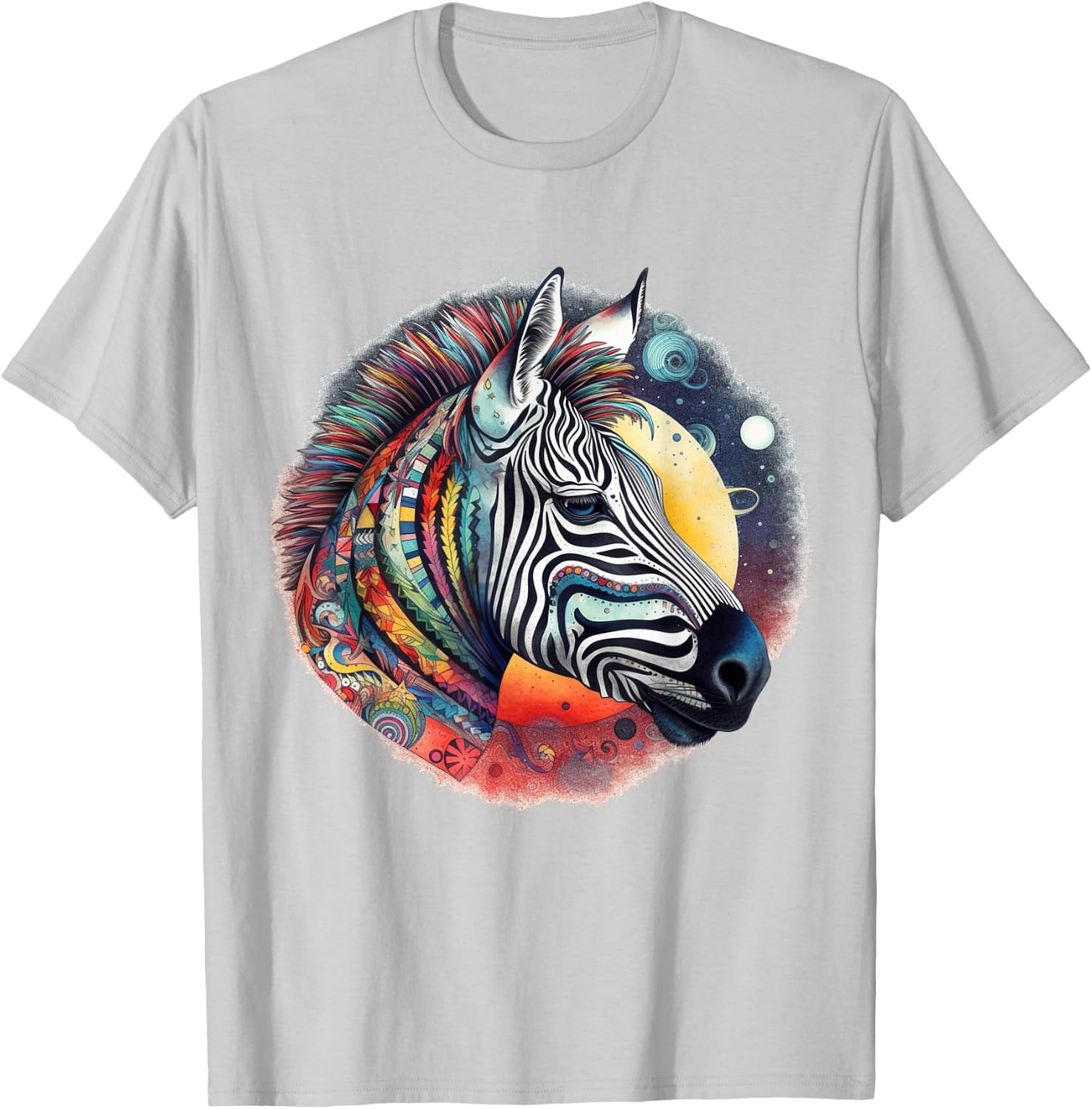 Zebra Colourful Art Animal Zoo Zebra T-Shirt - T-Shirt | Ash