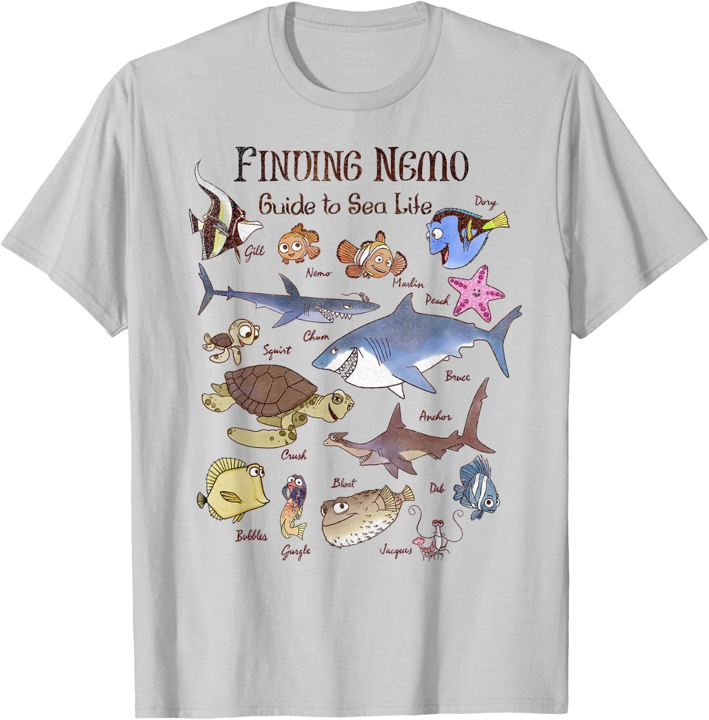 Disney Pixar Finding Nemo Guide To Sea Life T-Shirt - T-Shirt | Ash