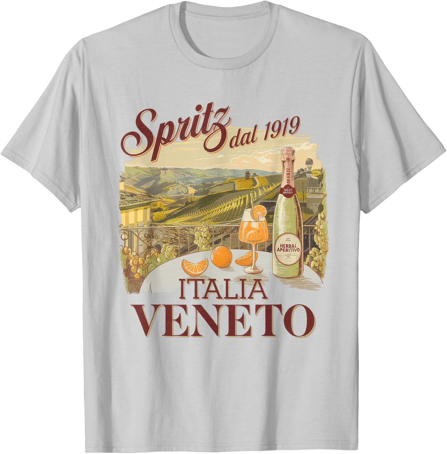 Spritz Veneto Italia Vintage Orange Wine Cocktail T-Shirt - T-Shirt | Ash