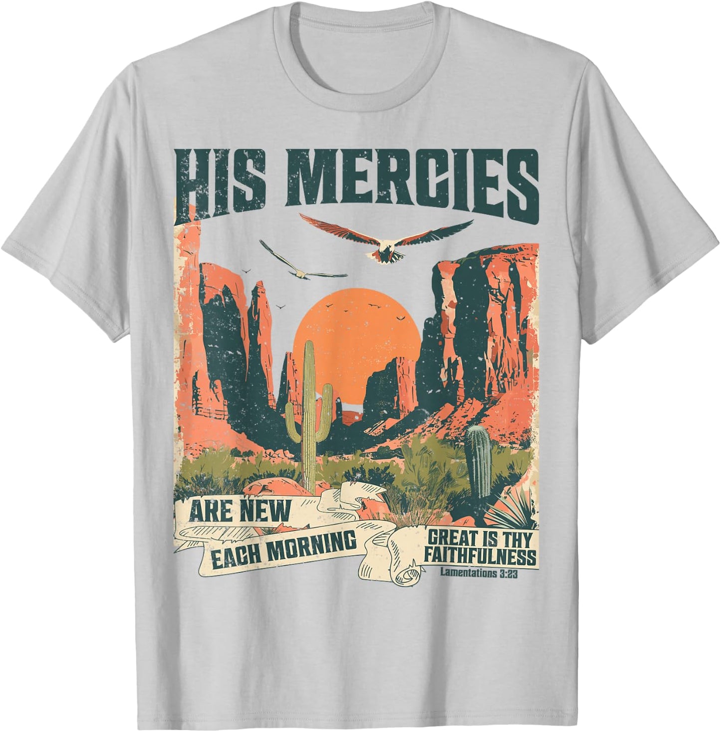 Boho Christian Verse Jesus Faith Based His Mercies Are New T-Shirt - T-Shirt | Ash