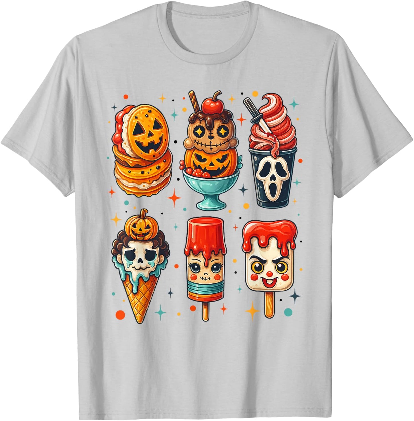 Horror Movie Summer Popsicle Halloween Ice Cream Summerween T-Shirt - T-Shirt | Ash