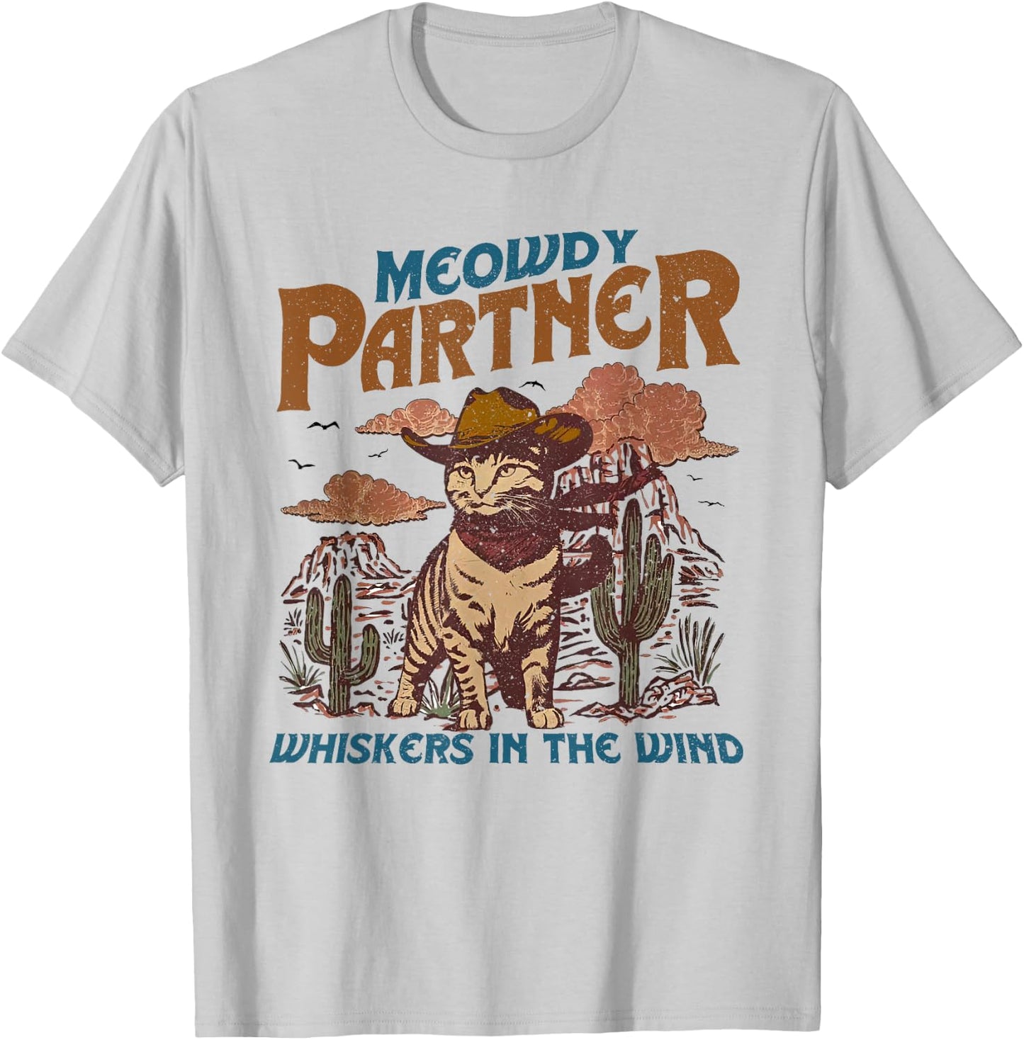 Meowdy Partner Cowboy Cat Vintage T-Shirt - T-Shirt | Ash