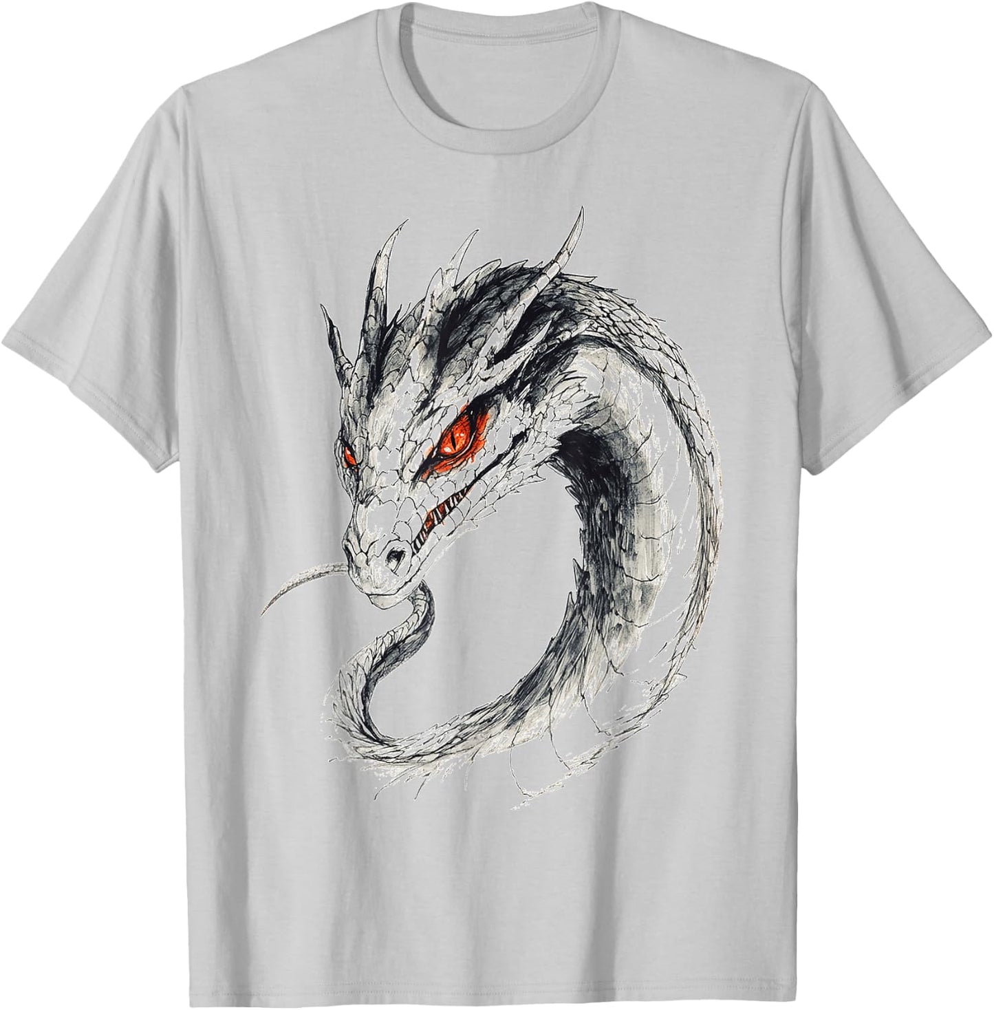Basilisk Mythical Graphic Fantasy Illustration Basilisk T-Shirt - T-Shirt | Ash