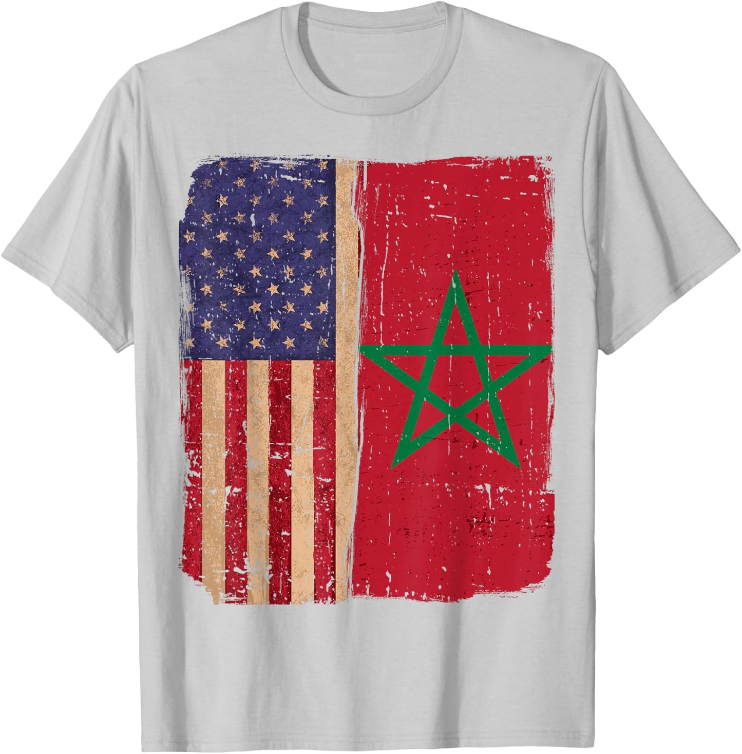 Morocco and America USA Flag Roots Half Moroccan American T-Shirt - T-Shirt | Ash