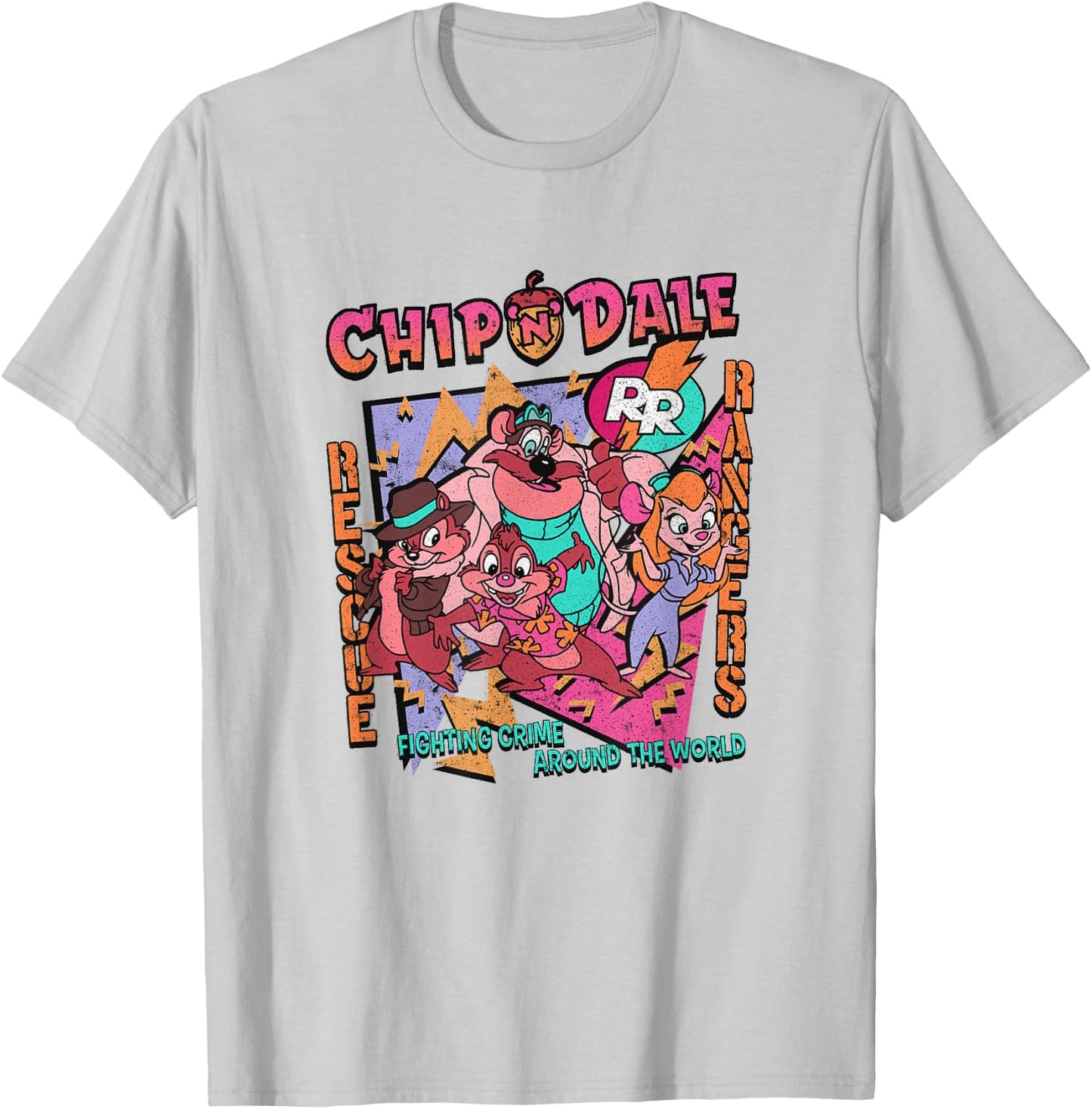 Disney Chip 'n' Dale Rescue Rangers Group Shot Retro Logo T-Shirt - T-Shirt | Ash