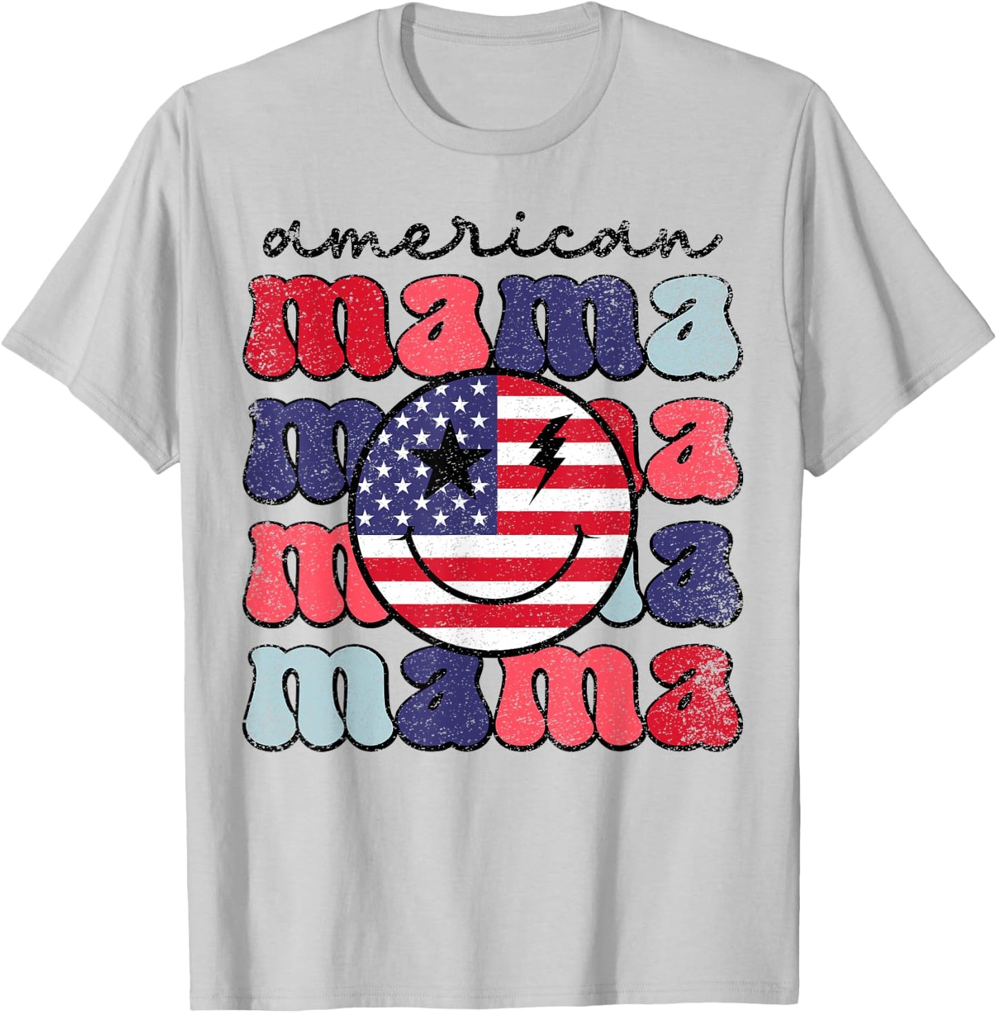American Mama Retro USA Flag Patriotic Cute 4th Of July Men T-Shirt - T-Shirt | Ash
