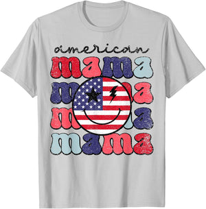 American Mama Retro USA Flag Patriotic Cute 4th Of July Men T-Shirt - T-Shirt | Ash