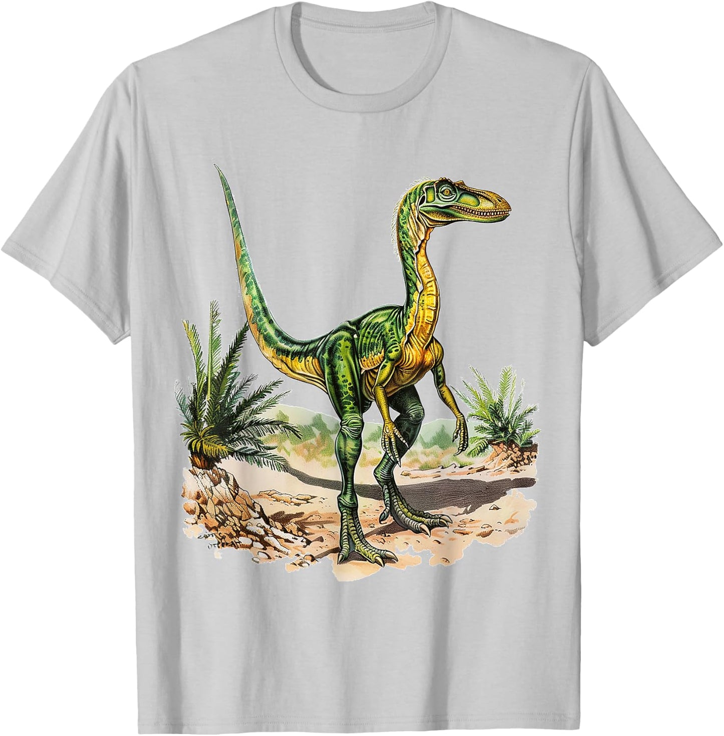 Compsognathus Dinosaur Graphic Illustration Compsognathus T-Shirt - T-Shirt | Ash