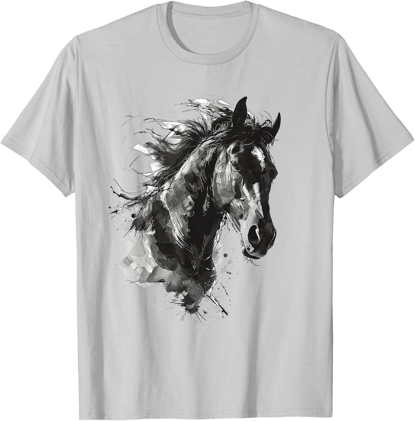 Horse Animal Print Zoo Abstract Illustration Drawing Horse T-Shirt - T-Shirt | Ash