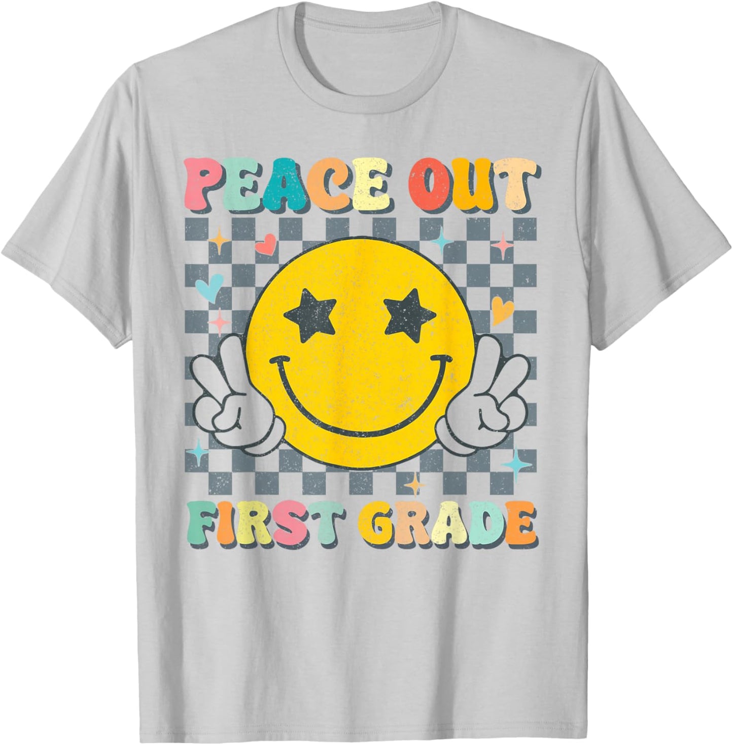 Peace Out 1st Grade Graduation Last Day School First Grade T-Shirt - T-Shirt | Ash