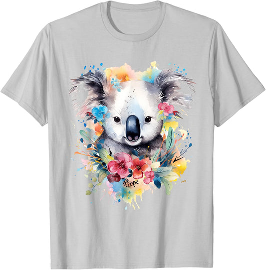 Koala Animal Colorful Motif Painting Art Abstract Koala T-Shirt - T-Shirt | Ash