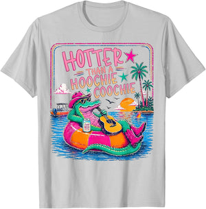 Hotter Than A Hoochie Coochie Funny Gator Summer Alligator T-Shirt - T-Shirt | Ash