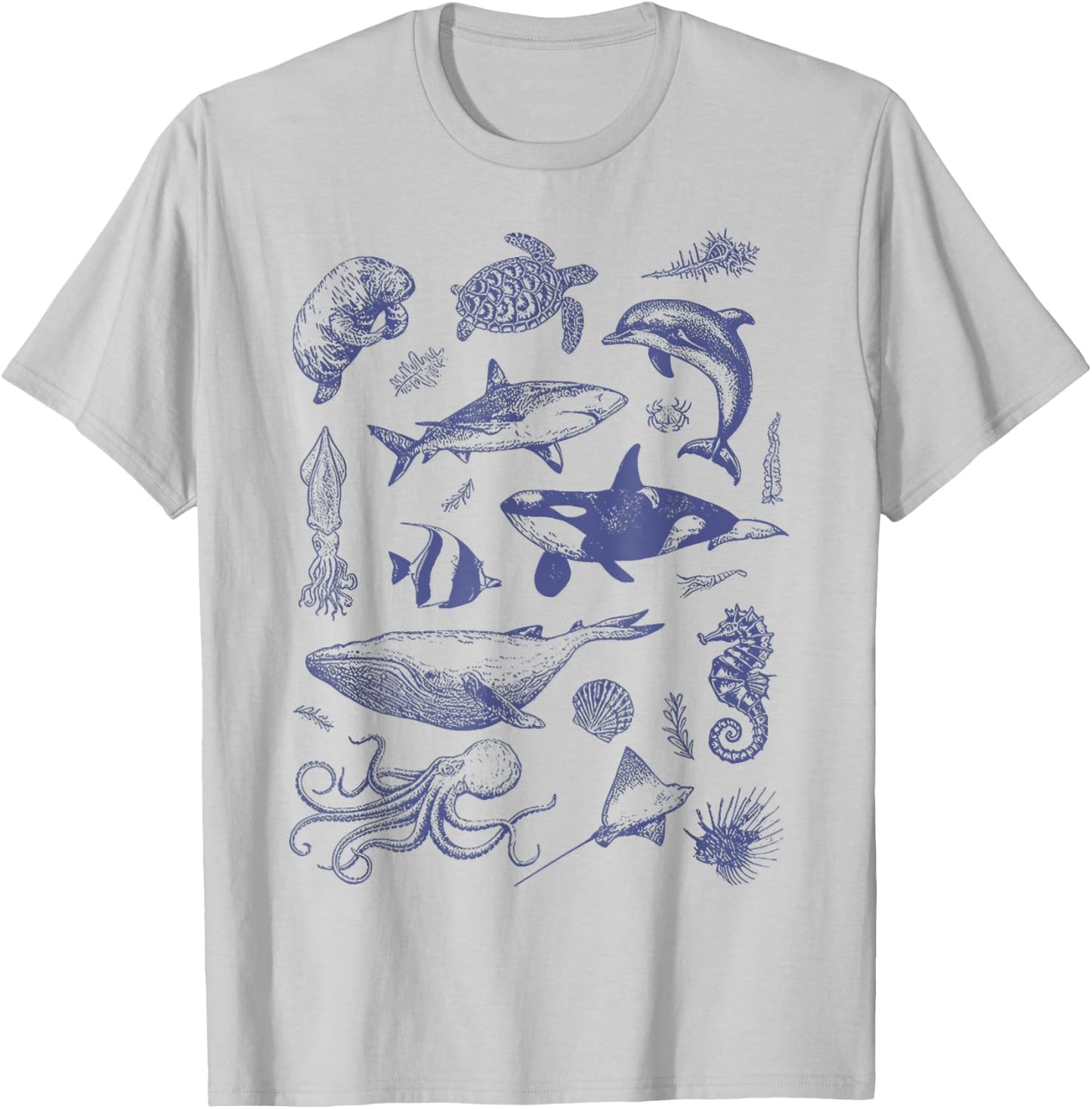 Vintage 90s Tattoo Sea Animal Ocean Nature T-Shirt - T-Shirt | Ash