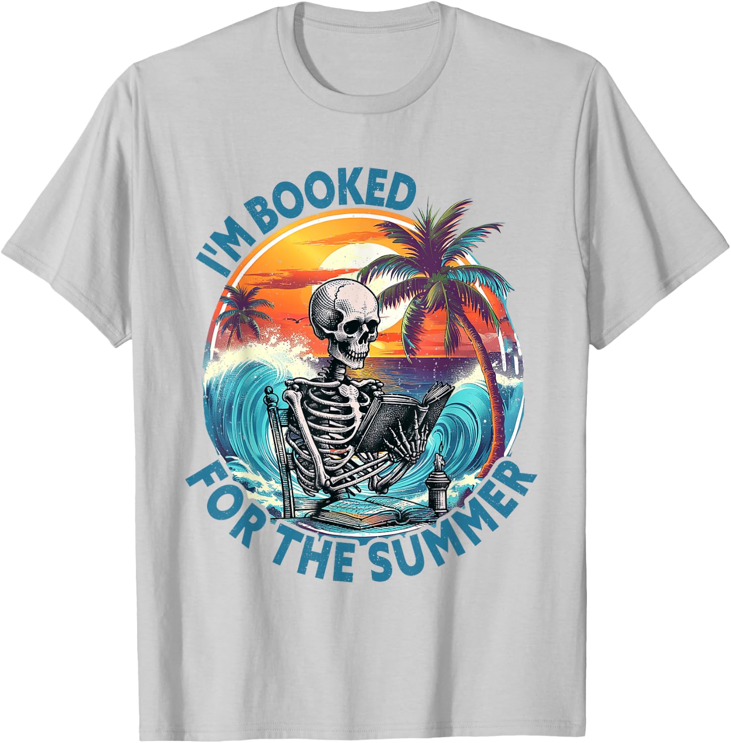 I'm Booked For Summer Book Reader Librarian Vacation Vintage T-Shirt - T-Shirt | Ash