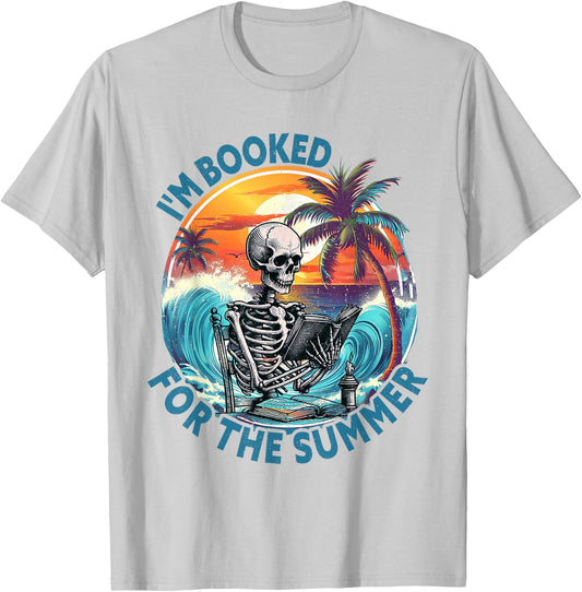 I'm Booked For Summer Book Reader Librarian Vacation Vintage T-Shirt - T-Shirt | Ash