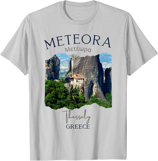 Meteora Greece Vacation Men Kids Travel Souvenir T-Shirt - T-Shirt | Ash