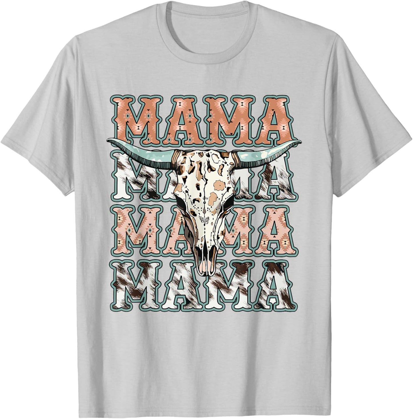 Groovy Mama Western Cow Skull Matching Family Mother's Day T-Shirt - T-Shirt | Ash