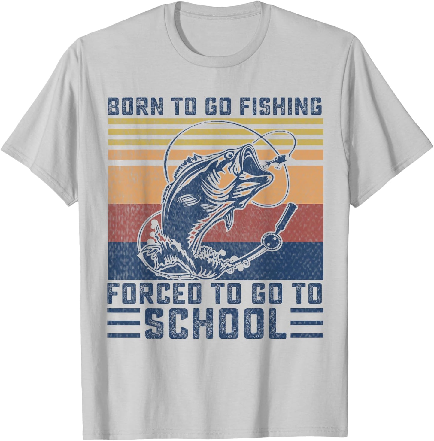 Funny Born to Go Fishing Bass Fish Fisherman Boys Kids Small T-Shirt - T-Shirt | Ash