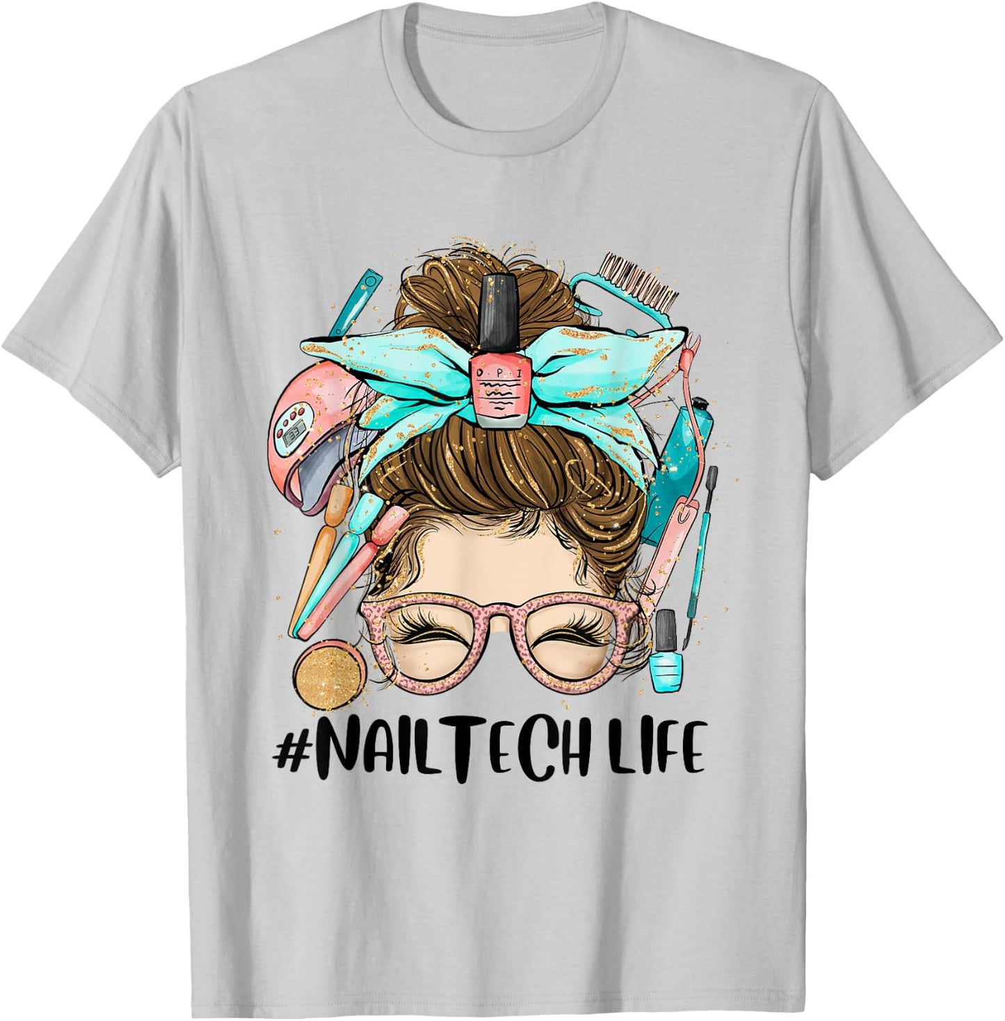 Manicurist Nail Tech Life Nail Hustler Artist Technician T-Shirt - T-Shirt | Ash