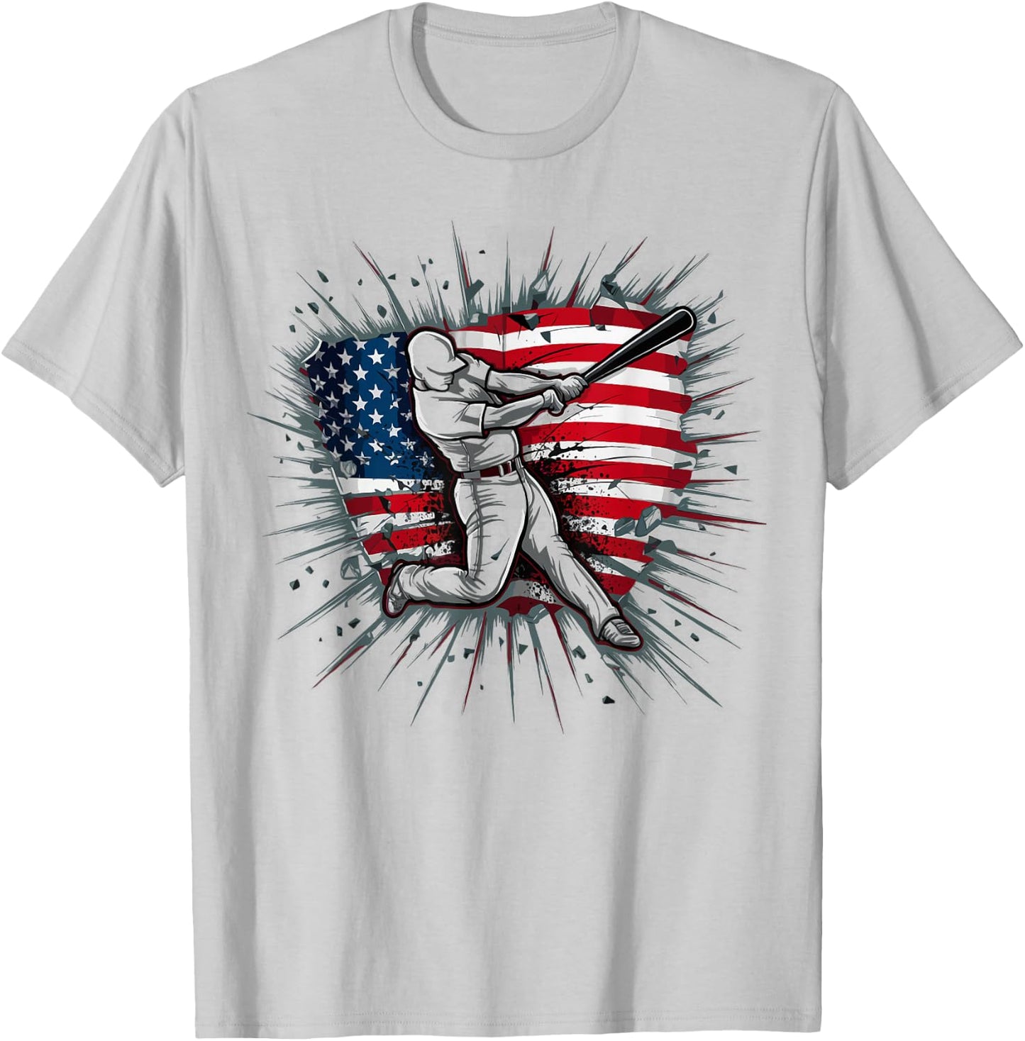 Patriotic Baseball 4th of July US American Flag Boys Vintage T-Shirt - T-Shirt | Ash