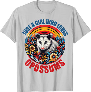 Girls Opossums-Shirt Kids Teen Just A Girl Who Loves Possum T-Shirt - T-Shirt | Ash