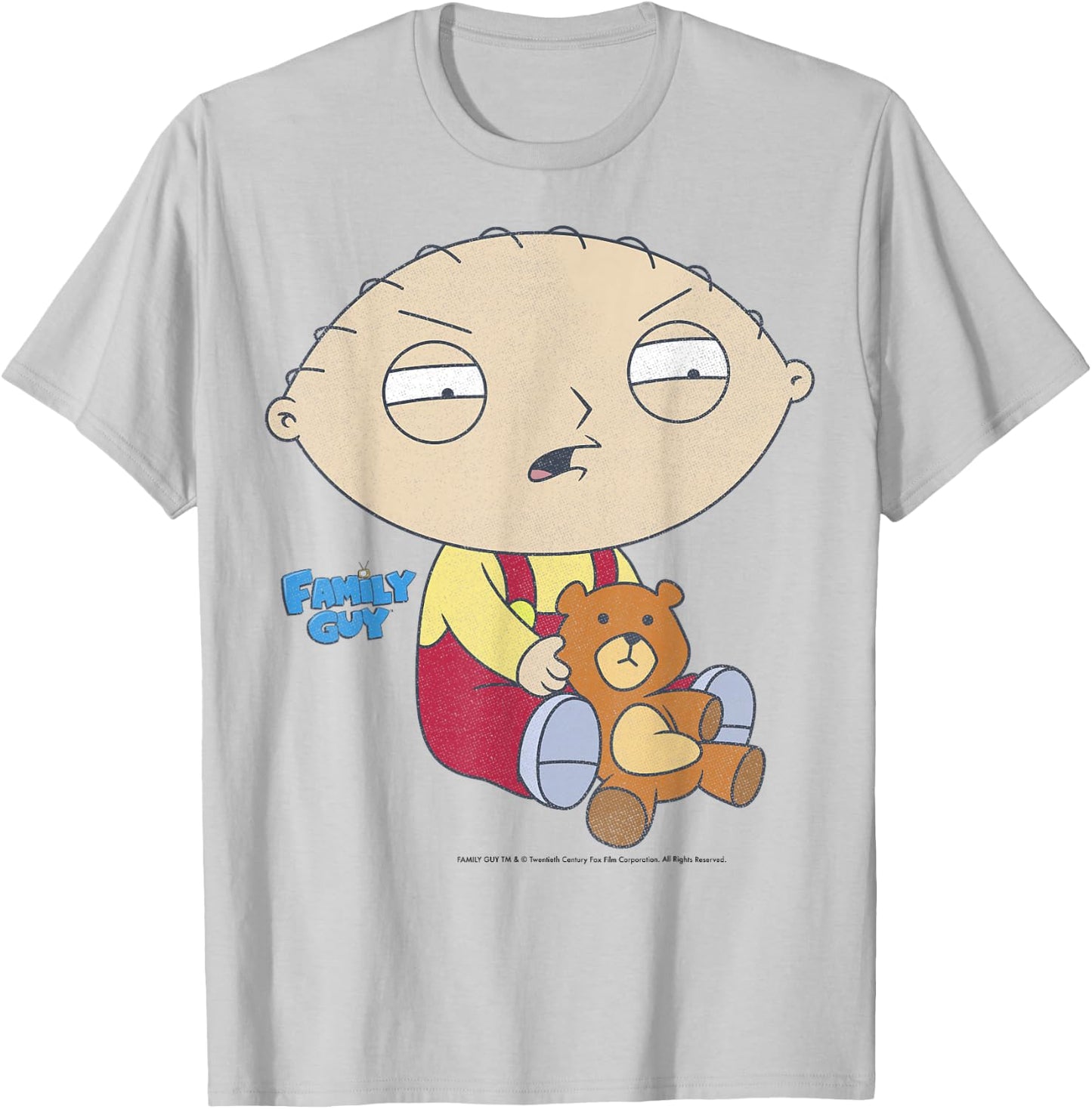 Family Guy Iconic Stewie Griffin Distressed Big Chest Poster T-Shirt - T-Shirt | Ash