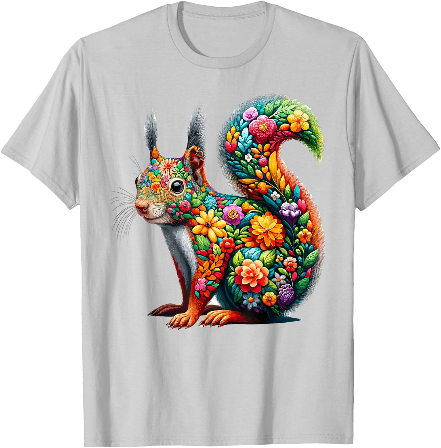 Floral Aesthetic Squirrel Lover Shirt Squirrel T-Shirt - T-Shirt | Ash