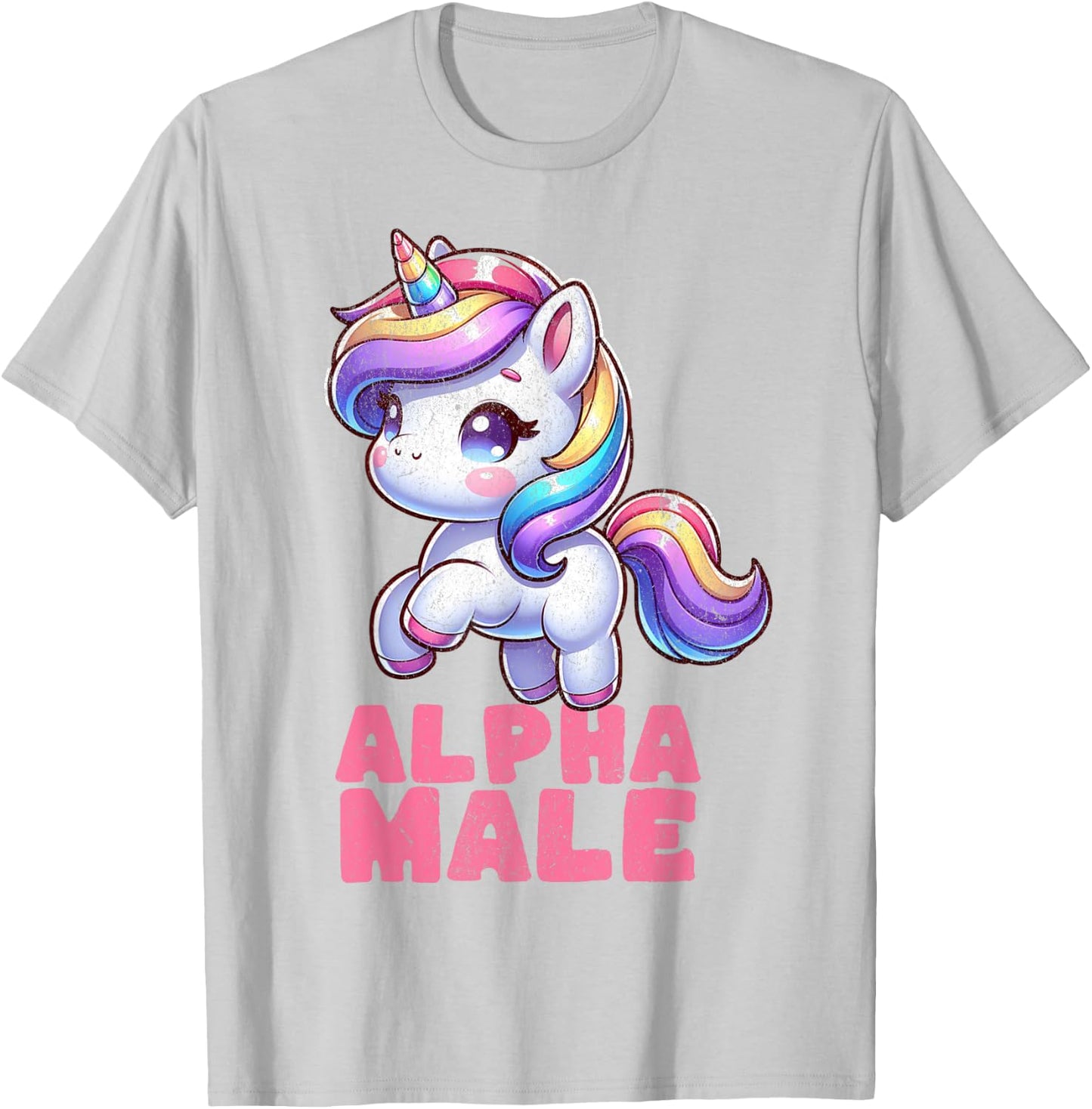 Alpha cute male Unicorn Funny Sarcastic Ironic Weird Y2K T-Shirt - T-Shirt | Ash