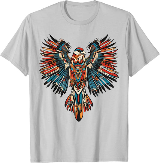 Thunderbird Native American Indian Day Tribal Art T-Shirt - T-Shirt | Ash