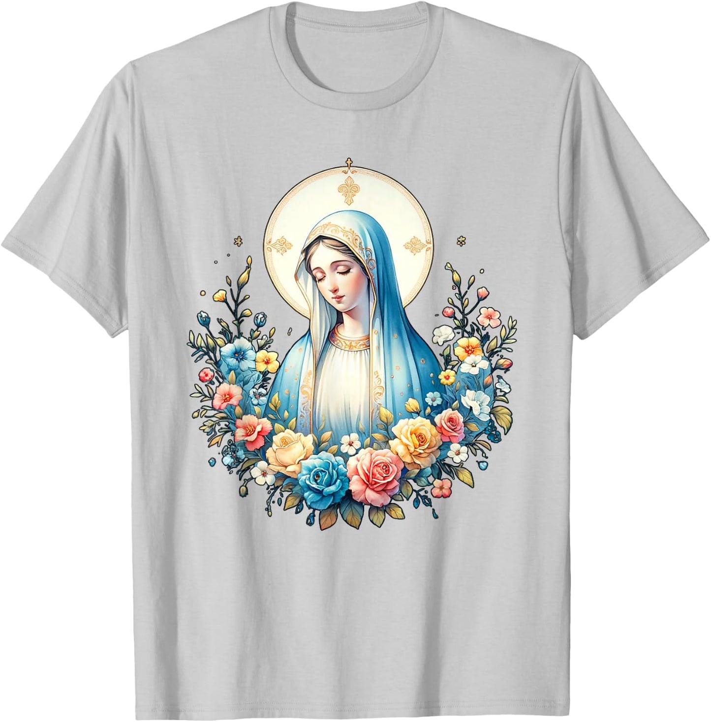 Our Lady of Lourdes Powerful Symbol Saint Mary Mother Mary T-Shirt - T-Shirt | Ash