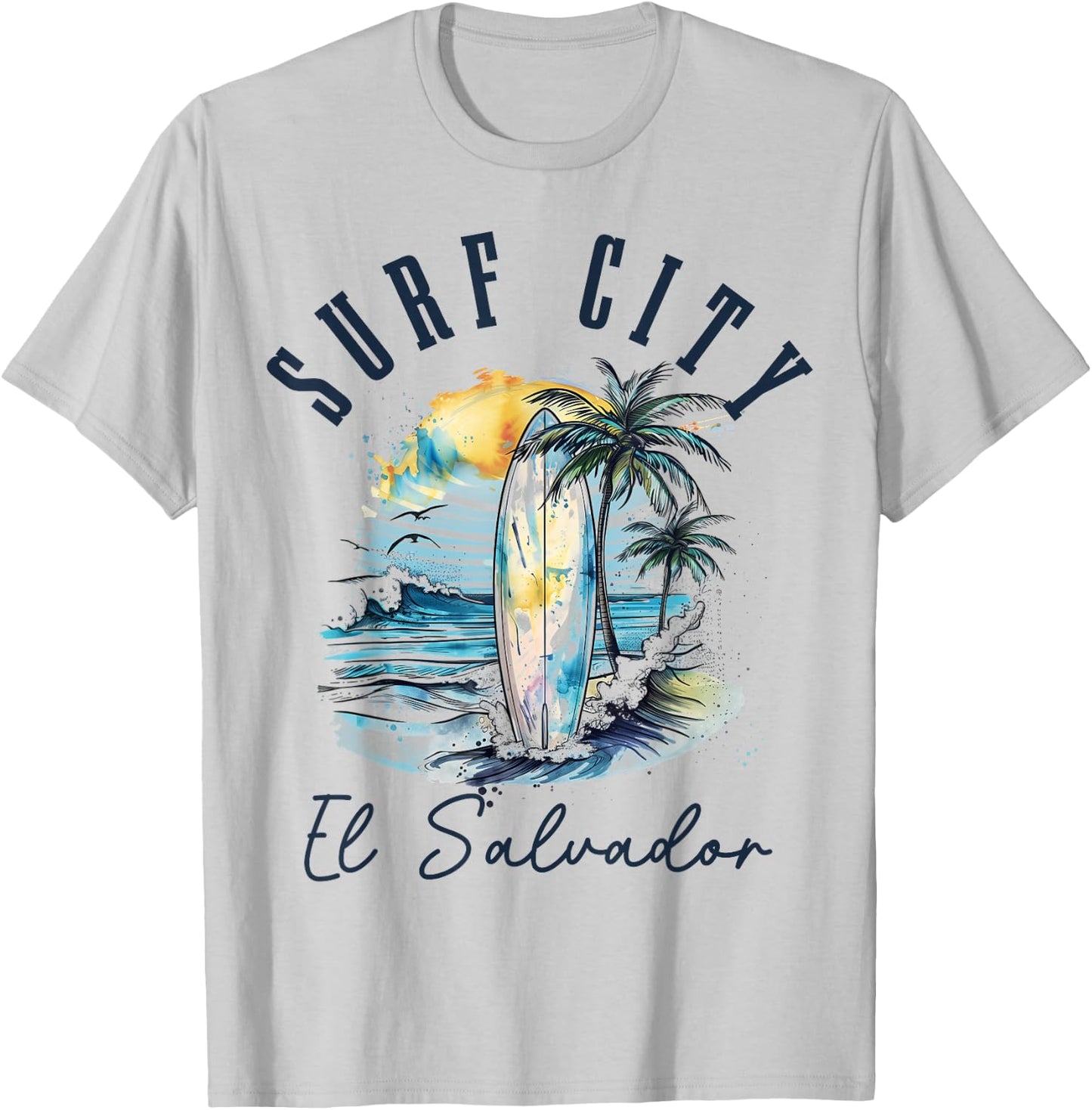 Surf City El Salvador Vintage Beach Surf Surfer T-Shirt - T-Shirt | Ash
