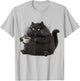 Cute Black Cat Coffee Angry Funny Drinking cat Coffee Men Women Girls Kids T-Shirt - T-Shirt | Ash