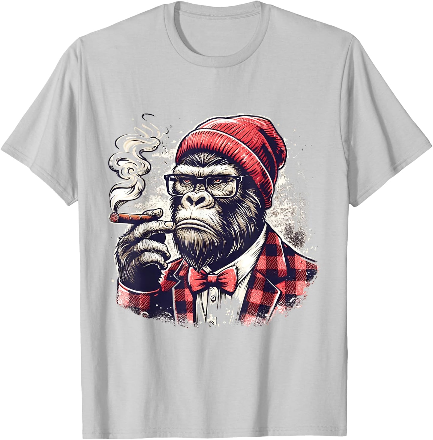 Cigar Smoking Gorilla Hipster Ape Monkey For Cigar Smokers T-Shirt - T-Shirt | Ash