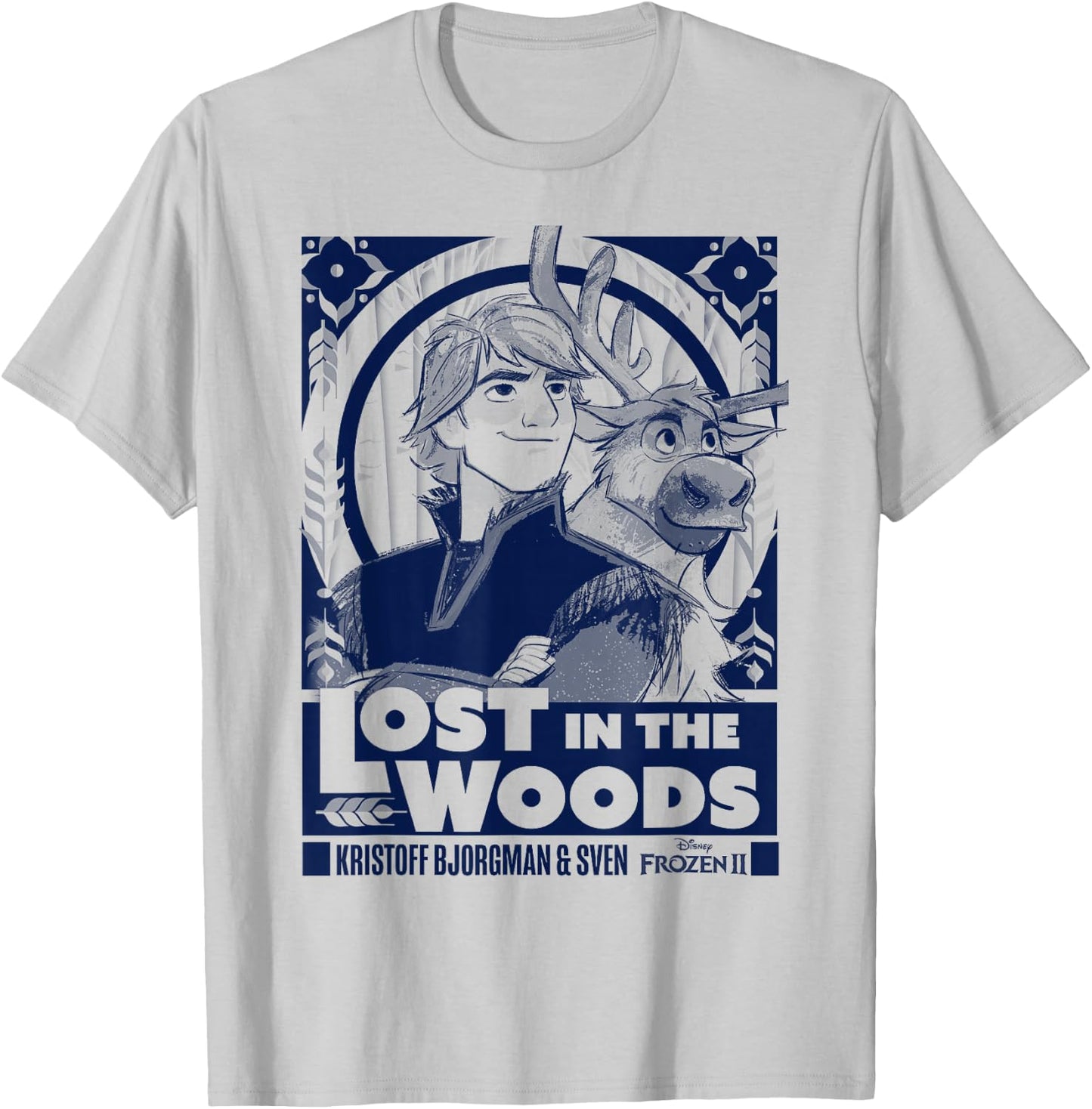 Disney Frozen 2 Kristoff & Sven Lost in The Woods Poster T-Shirt - T-Shirt | Ash