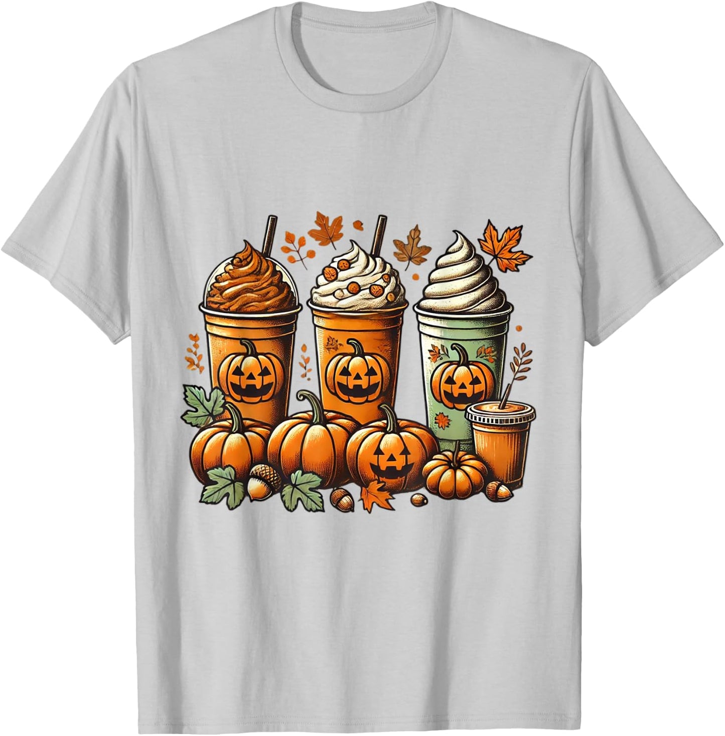 Pumpkin Spice Latte and Fall Coffee Perfect for Thanksgiving T-Shirt - T-Shirt | Ash