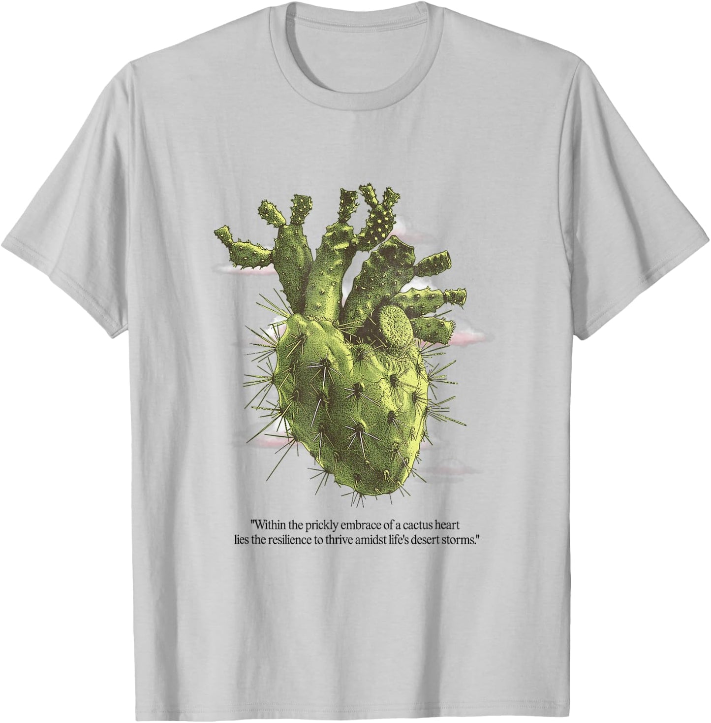 Cactus Heart Shirt Nature Desert Cactus Anatomical Heart T-Shirt - T-Shirt | Ash