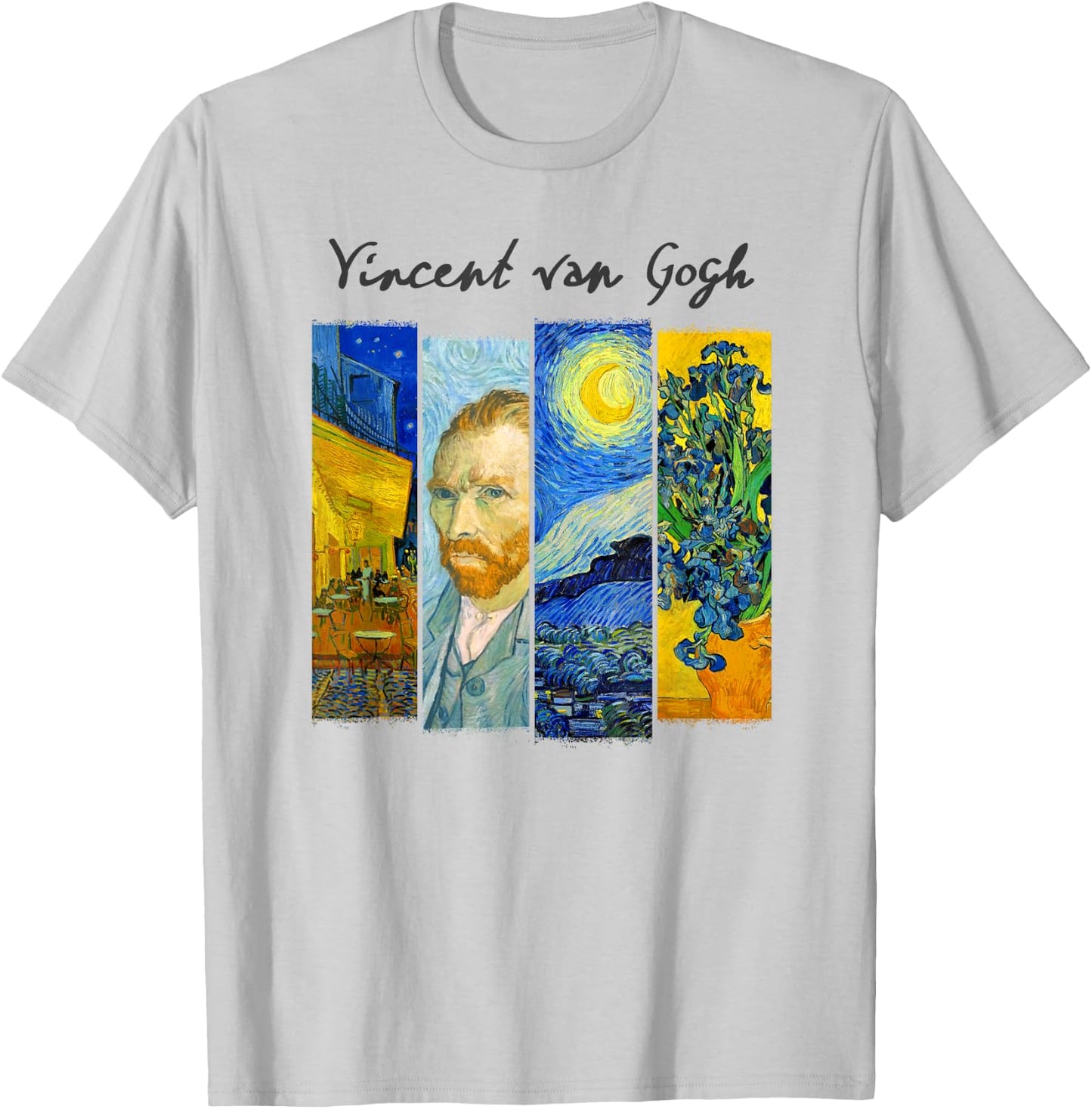 Famous Van Gogh Paintings Art Starry Night Flowers Portrait T-Shirt - T-Shirt | Ash