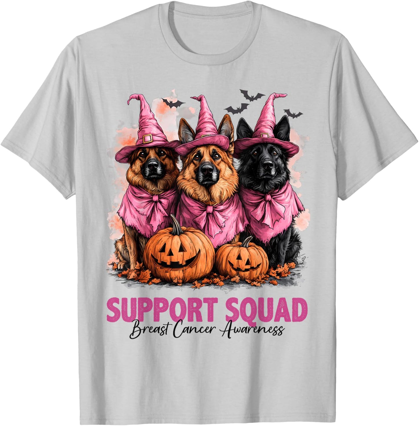 In October We Wear Pink German Shepherd Breast Cancer Gifts T-Shirt - T-Shirt | Ash