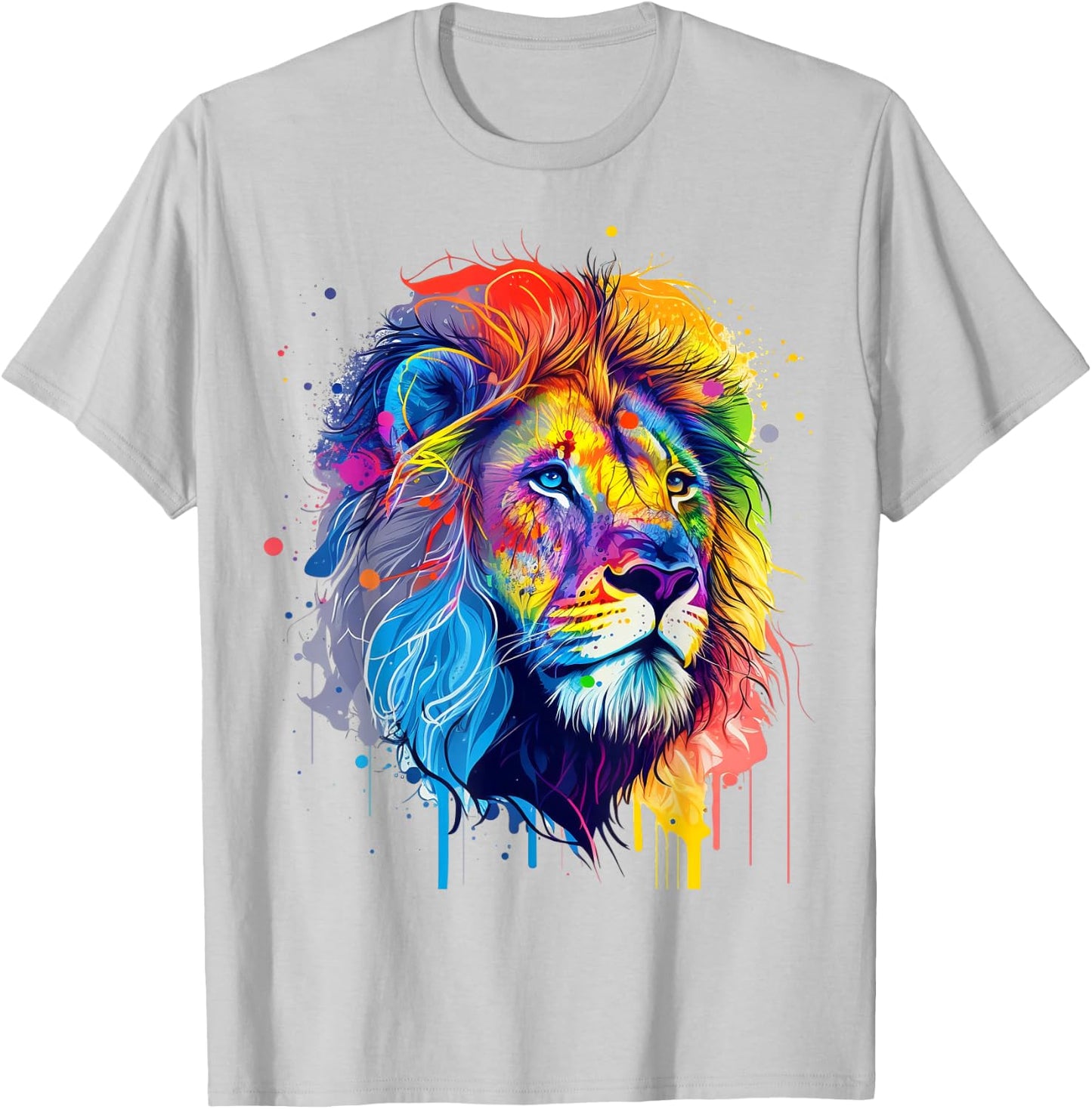 Artistic Colorful Pop Art painted Lion T-Shirt - T-Shirt | Ash