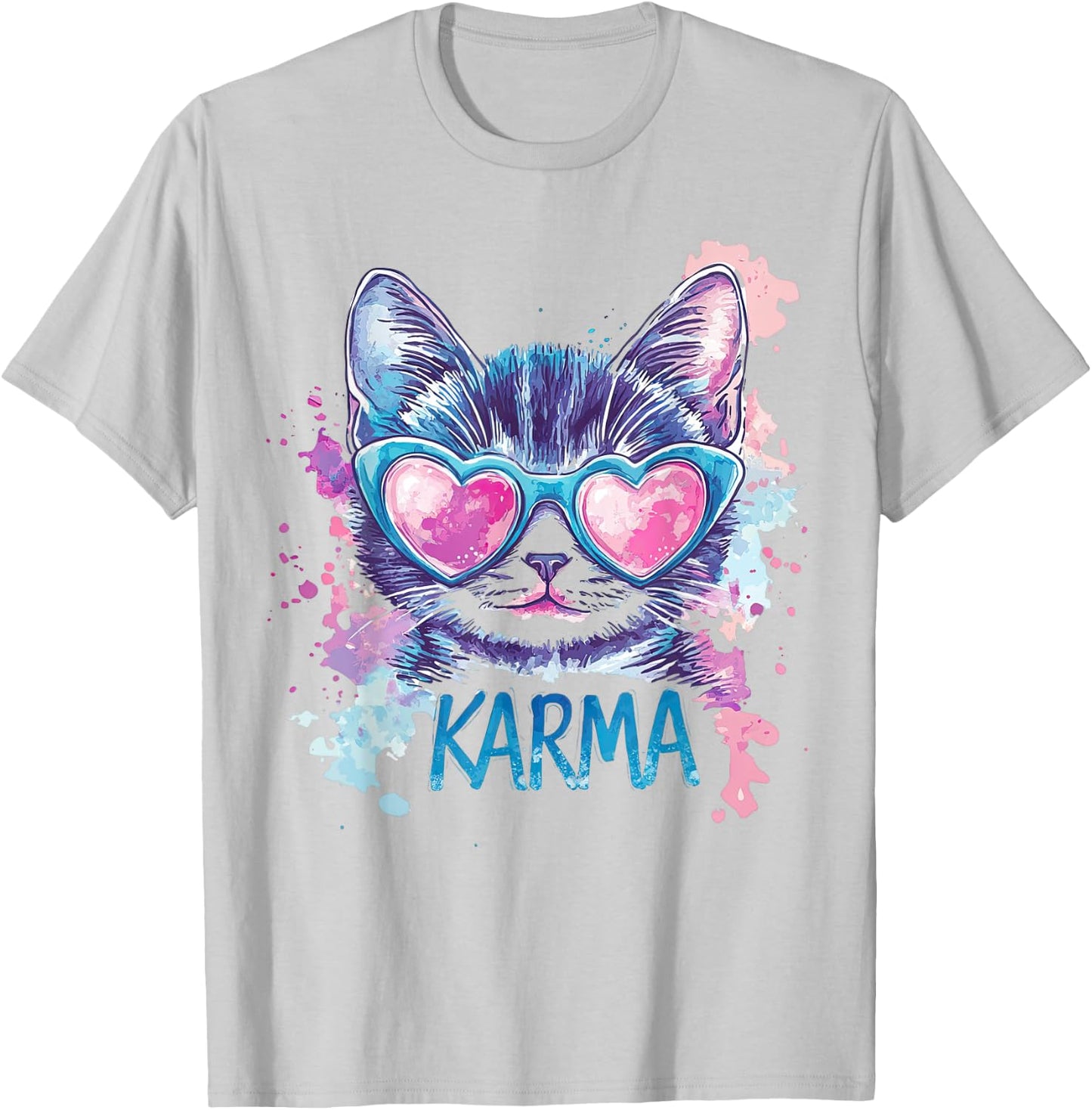 Vintage Cat Karma lovers For Teens Girls Women Men T-Shirt - T-Shirt | Ash