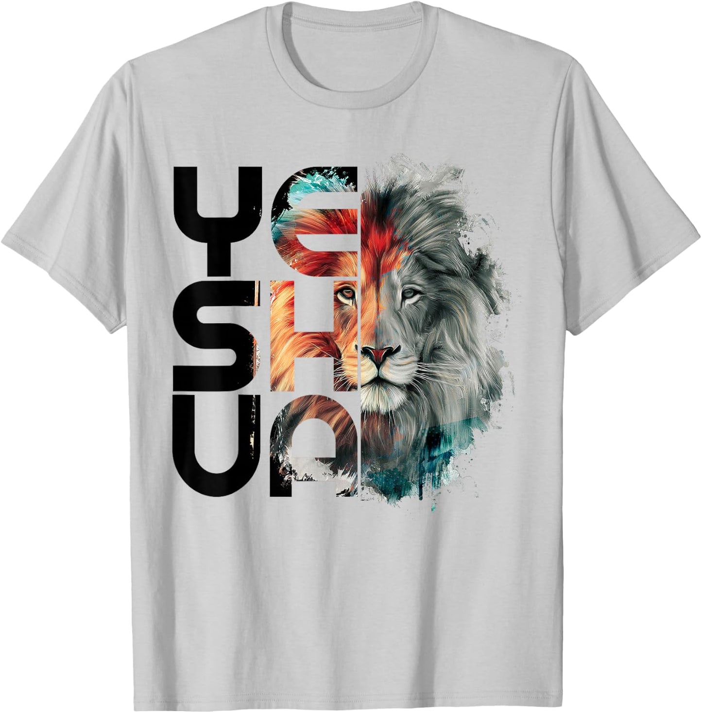 Lion And Yeshua Christian T-Shirt - T-Shirt | Ash