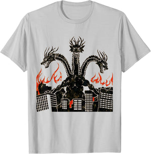Vintage Dragon King Ghidorah Art Sunset Japanese Kids Men T-Shirt - T-Shirt | Ash
