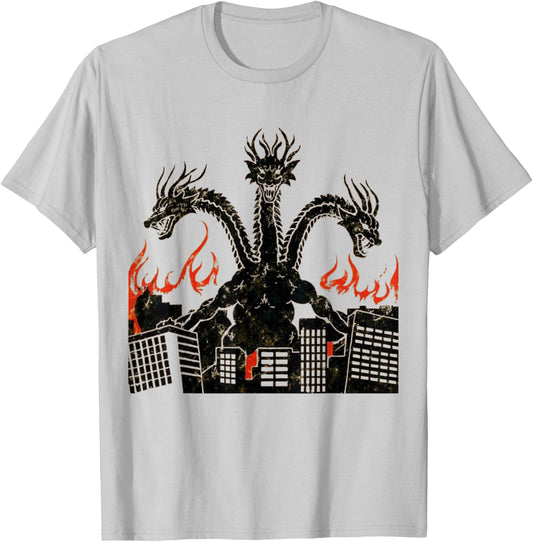 Vintage Dragon King Ghidorah Art Sunset Japanese Kids Men T-Shirt - T-Shirt | Ash