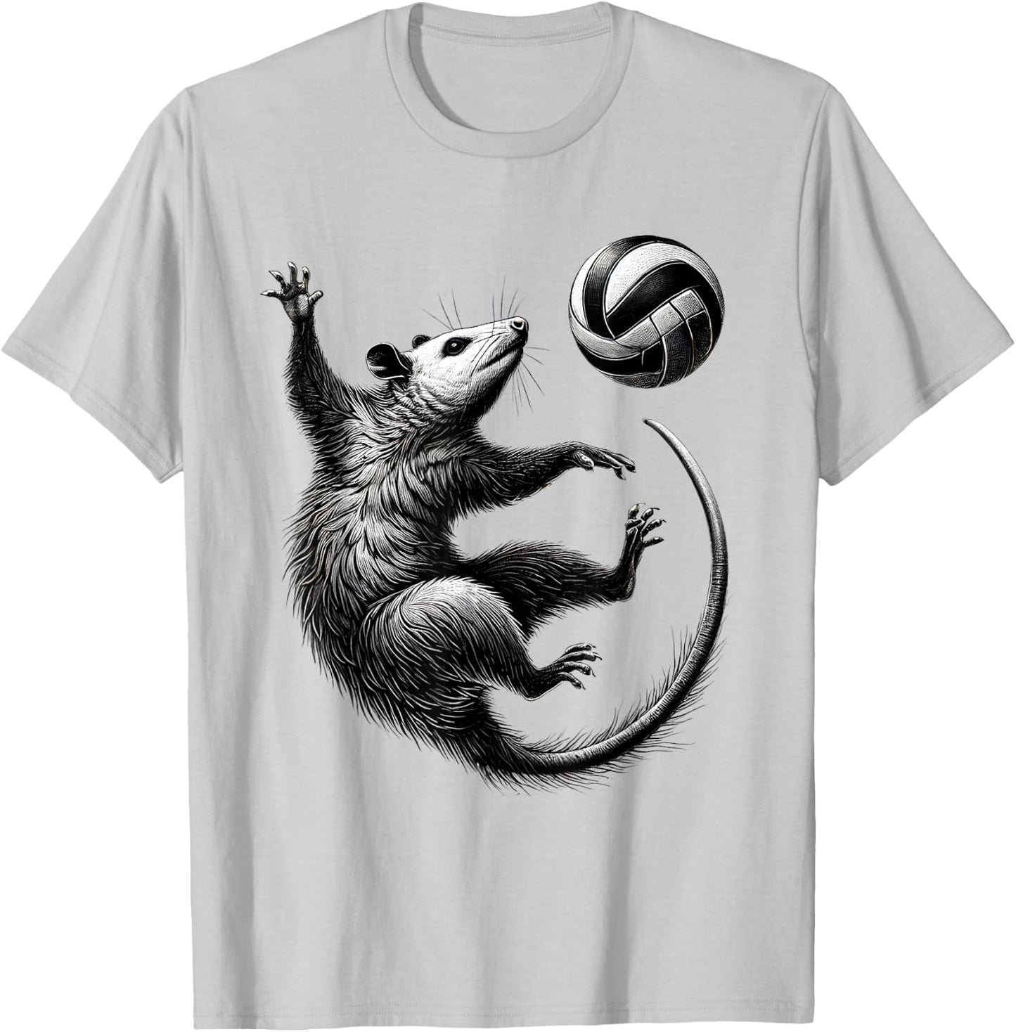 Vintage Possum Playing Volleyball Opossum Volleyball Player T-Shirt - T-Shirt | Ash