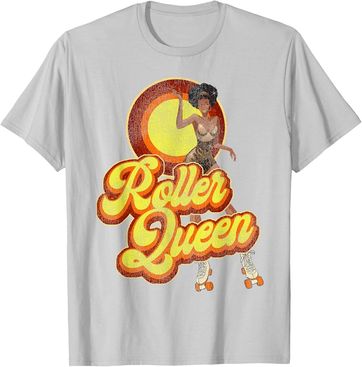 Cool Roller Skating Skate Girl 1970S Retro Afro T-Shirt - T-Shirt | Ash