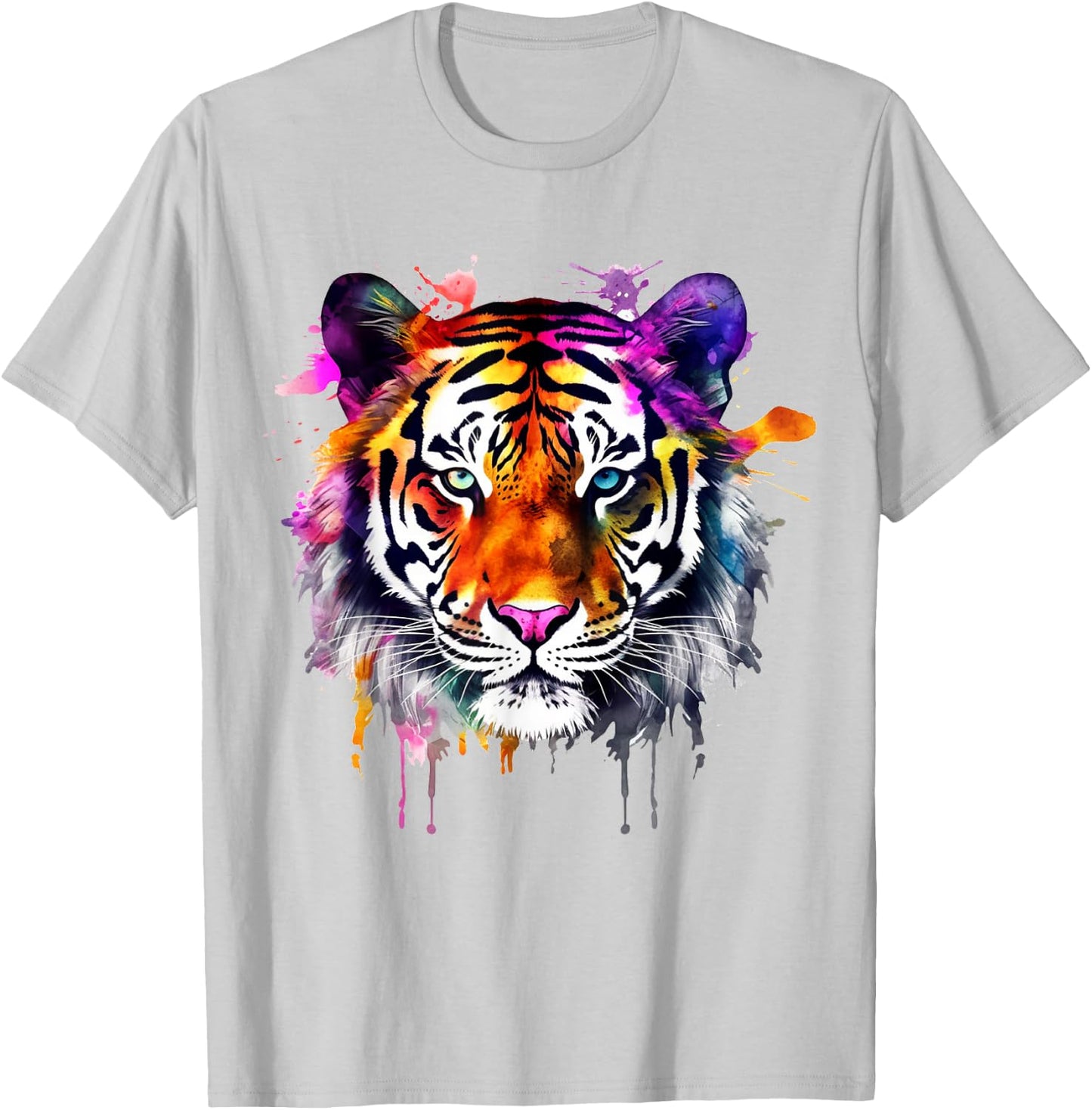 Tiger Colourful Artwork - Animal Art Motif Tiger T-Shirt - T-Shirt | Ash