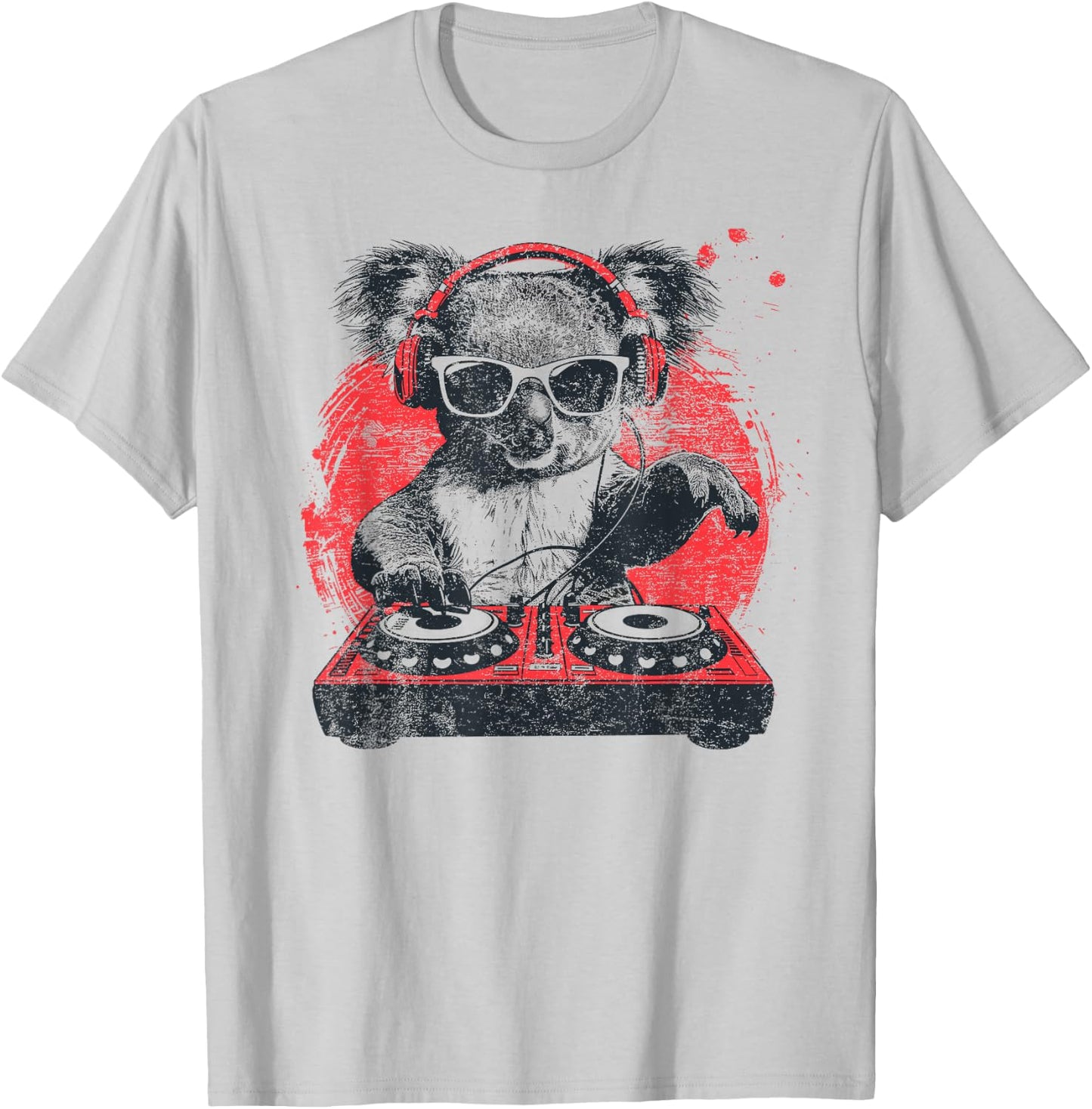 Funny Retro Cool House DJ Koala Animal Disco Headphone Tech T-Shirt - T-Shirt | Ash