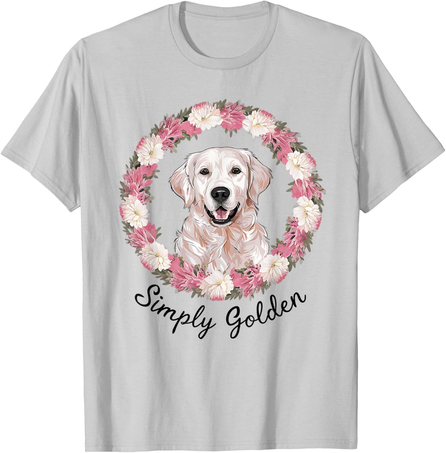 White English Cream Golden Retriever Cute 'Simply Golden' T-Shirt - T-Shirt | Ash