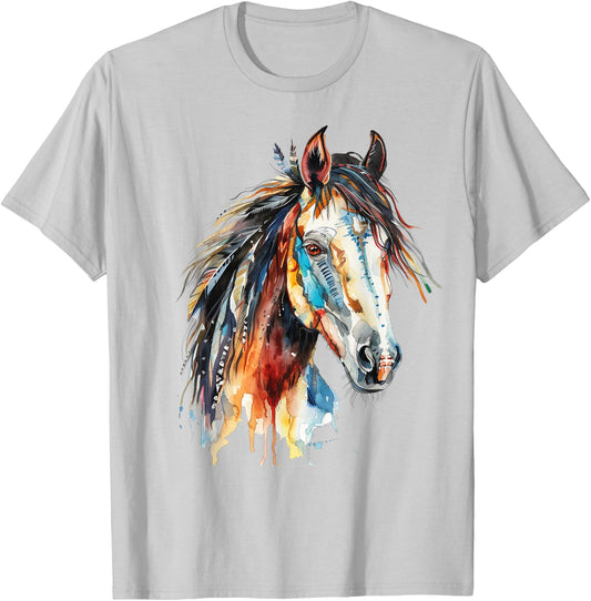 Native American Wild Horse T-Shirt - T-Shirt | Ash