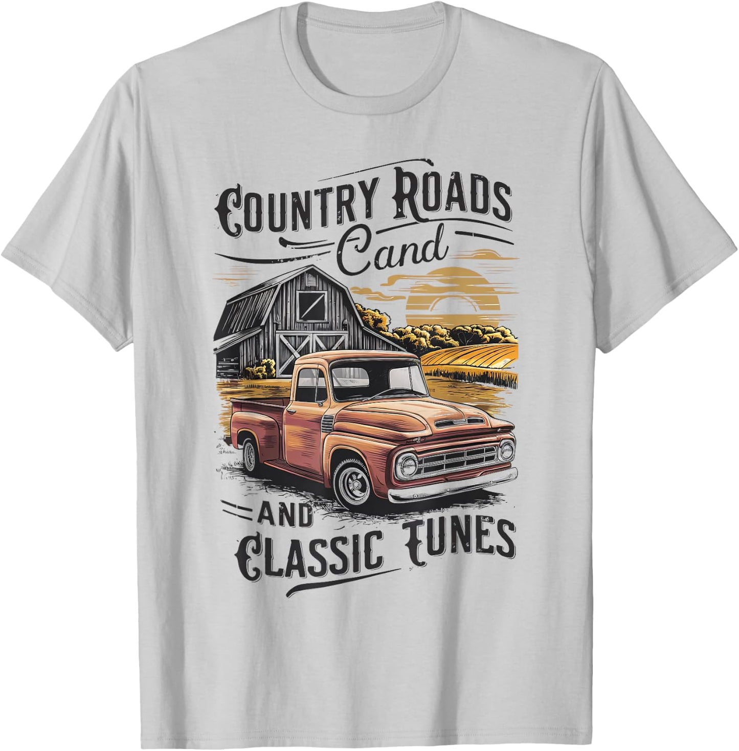 Country Roads and Classic Tunes T-Shirt - T-Shirt | Ash